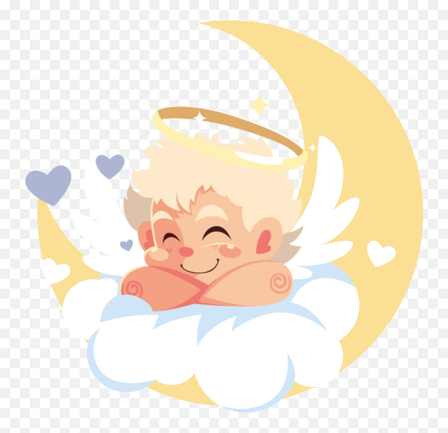 Angel Sleeping On Moon Illustration Wall Art - Fictional Character Emoji,Emoji Wallpaper For Bedroom