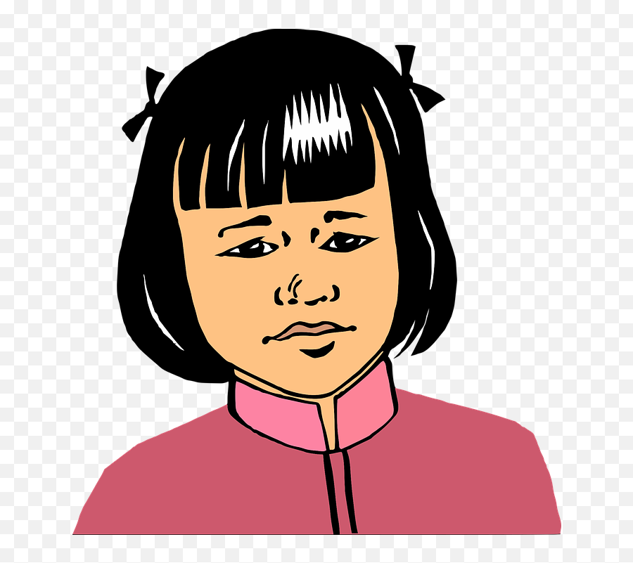 Drawing Young Black Hair Chinese Asian - Dibujo Niña China Emoji,Clipart Faces Emotions Chinese Young Girl Black Hair