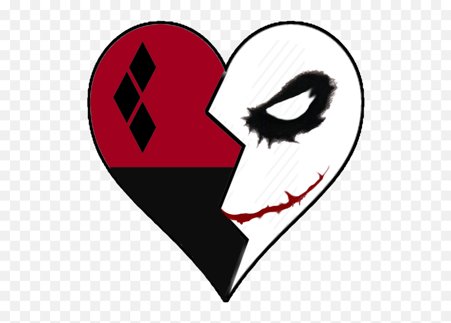 Harley Quinn And Joker Symbol Clipart - Harley Quinn And Joker Heart Tattoo Emoji,Joker Emojis