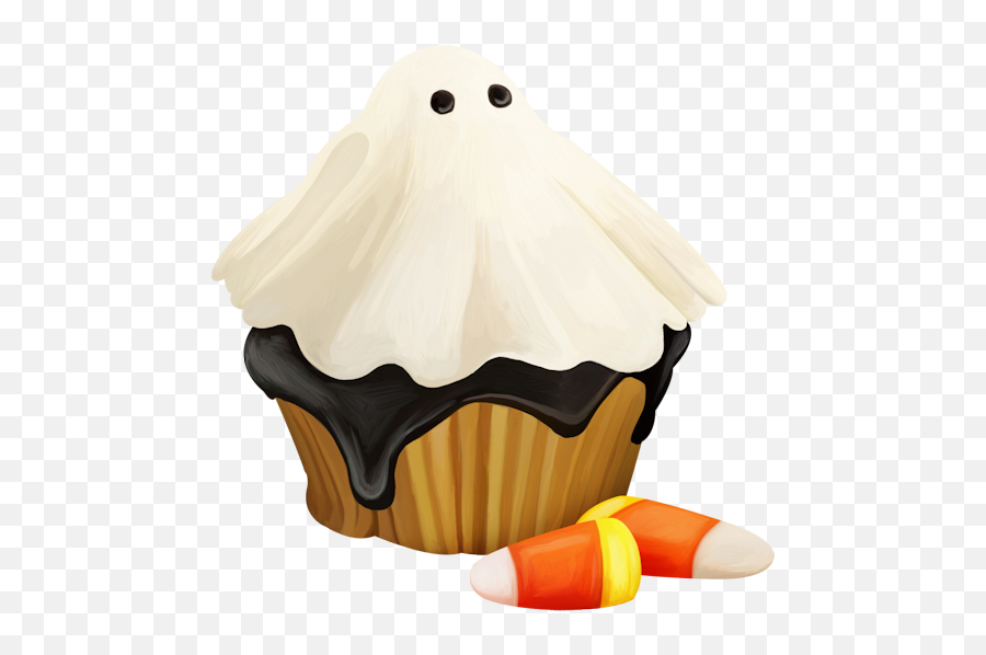 Halloween Ghost Cupcake Candy Sticker - Baking Cup Emoji,Candycorn Emoji