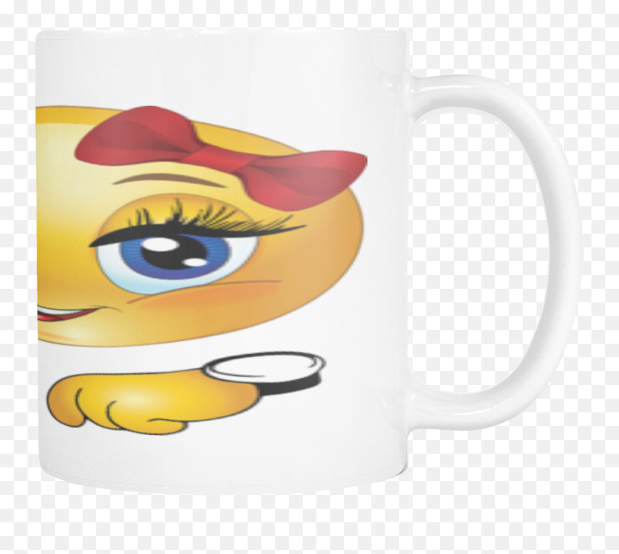 Girl Smiley With Bow On 11 Ounce Coffee Mug U2013 The X M World - Serveware Emoji,Coffeecup Emoticon