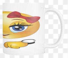 Girl Smiley With Bow On 11 Ounce Coffee Mug U2013 The X M World - Serveware Emoji,Coffeecup Emoticon