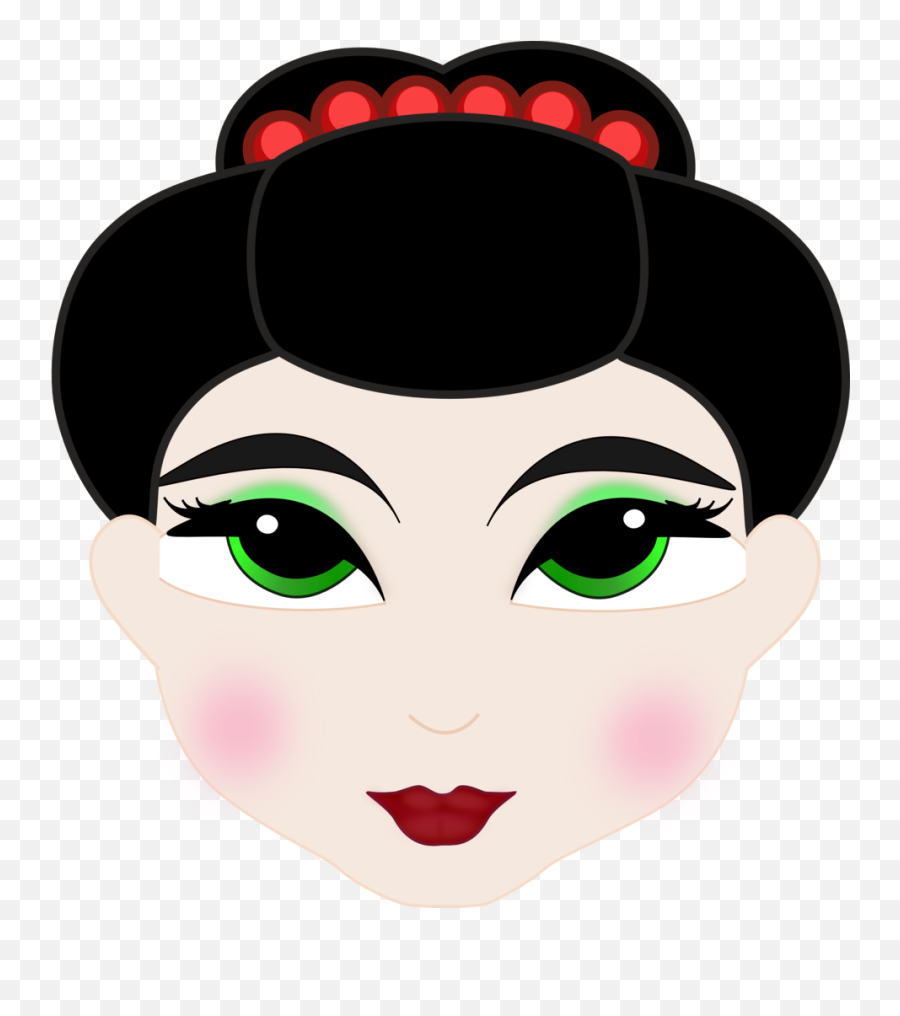 Chinese Girl Cartoon Face Clipart - Chinese Woman Cartoon Face Emoji,Clipart Faces Emotions Chinese Young Girl Black Hair