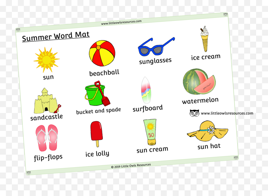 Free Summer Word Mat Printable Early Yearsey Eyfs Emoji,Emotions Tacking Worksheet