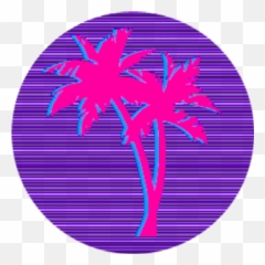 Vaporwave Palm Tree Sticker Retro Waves - Palm Tree Circle Logo Emoji,Palm Tree Book Emoji
