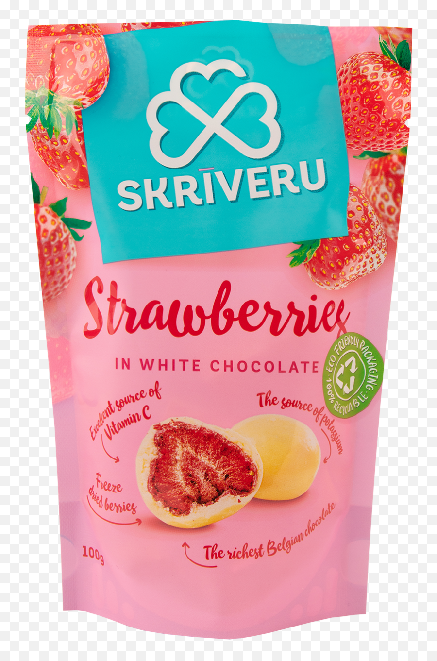 Strawberries In White Chocolate 100g Skrveru Saldumi Emoji,Strawberry Emotion