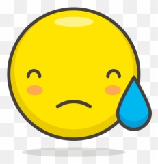 Downcast Face With Sweat Emoji Clipart - Happy Smiley,Anxious Face Emoji