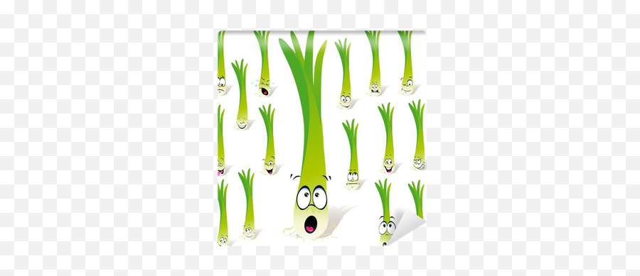 Green Onion Cartoon With Many Expression Wall Mural U2022 Pixers - We Live To Change Language Emoji,Onion Emoticon Wallpaper