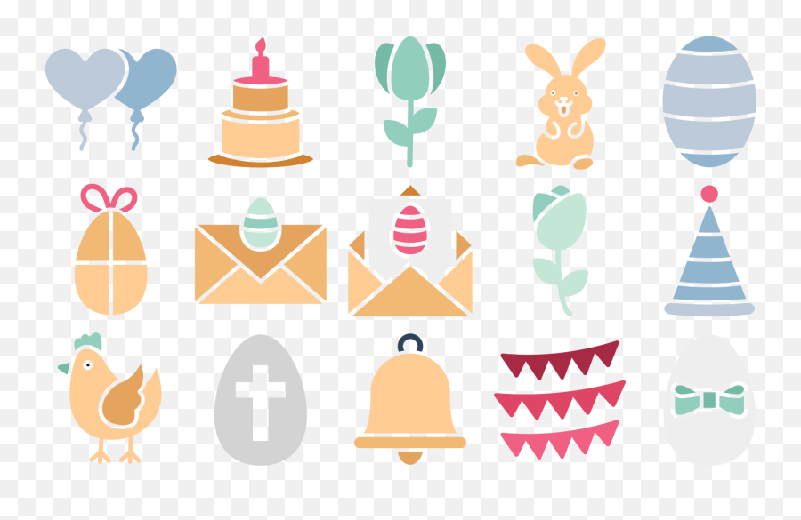 Easter Celebration Flat Icons Pack 53 - For Party Emoji,Ball And Chain Emoji