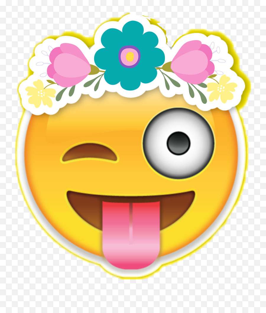 Emoji Emojistickers Flowercrown - Thank You For Coming Emoji Stuck Out Tongue To The Side Emoji,Emoji Flower Crown
