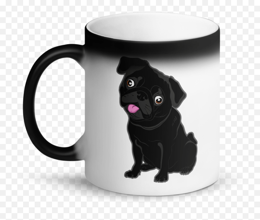 Black Pug Fan Cute Matte Black Magic - 15 Aug Emoji,Smiley Face Emoticon Emoji Magic Color Changing Ceramic Coffee Mug