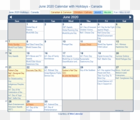 June 2020 Calendar With Holidays - Vertical Emoji,Quebec Flag Emoji