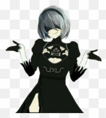 Telegram Sticker From Nier Pack Emoji,Girl Shrug Emoji