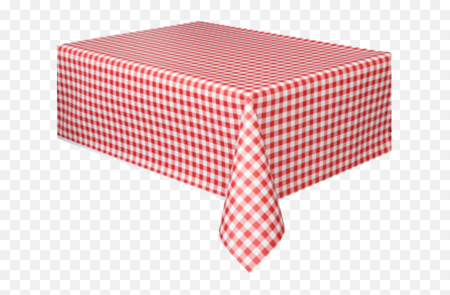 Table With Tablecloth - Red Gingham Plastic Tablecloth Emoji,Table Throw Emoji