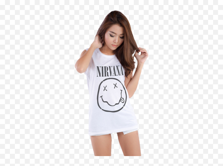 Girl In Nirvana Shirt Png Official Psds - Girl In Nirvana Shirt Emoji,Nirvana Emoji