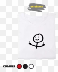 Arteestry - Middle Finger Stickman Basic Aesthetic Graphic Korean Minimalist Statement Tee Shirt Unisex Emoji,Korean Finger Heart Emoticon