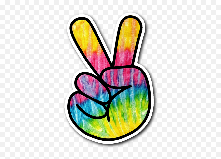 Download Hd Tie Dye Peace Fingers Vinyl Die Cut Sticker - Tie Dye Clipart Emoji,Peace Fingers Emoji