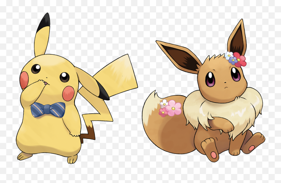 Pikachu And Eevee Cute Costumes Render - Pikachu And Eevee Png Emoji,Eevee Emoji