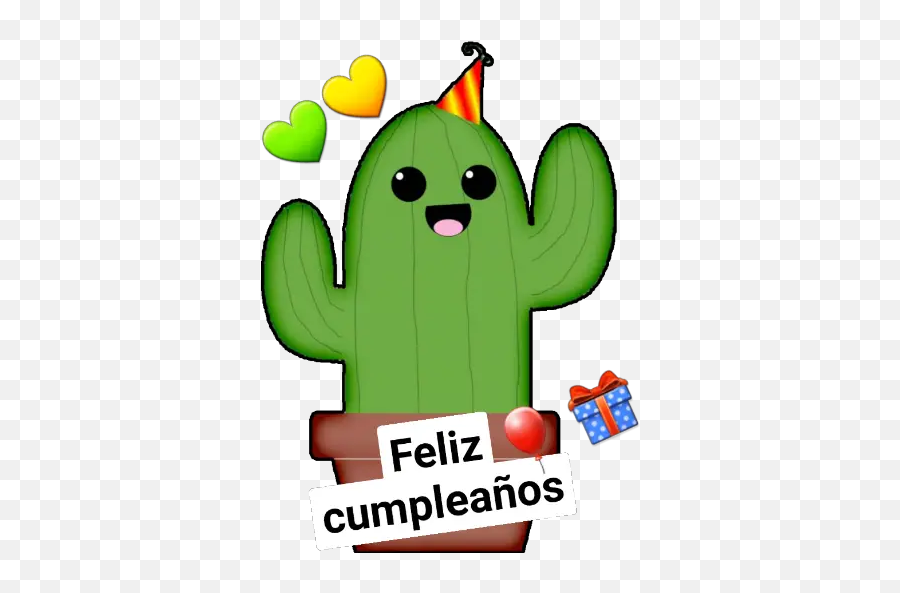 Cactus Stickers For Whatsapp - Cactus With Birthday Hat Emoji,Cactus Emoji