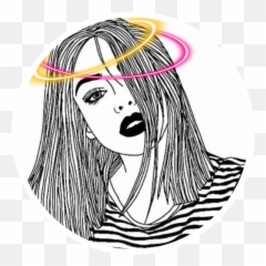 Stickers Tumblr Png Blanco Y Negro - Color Page Girl Hard Emoji,Emojis Tumblr De Amor