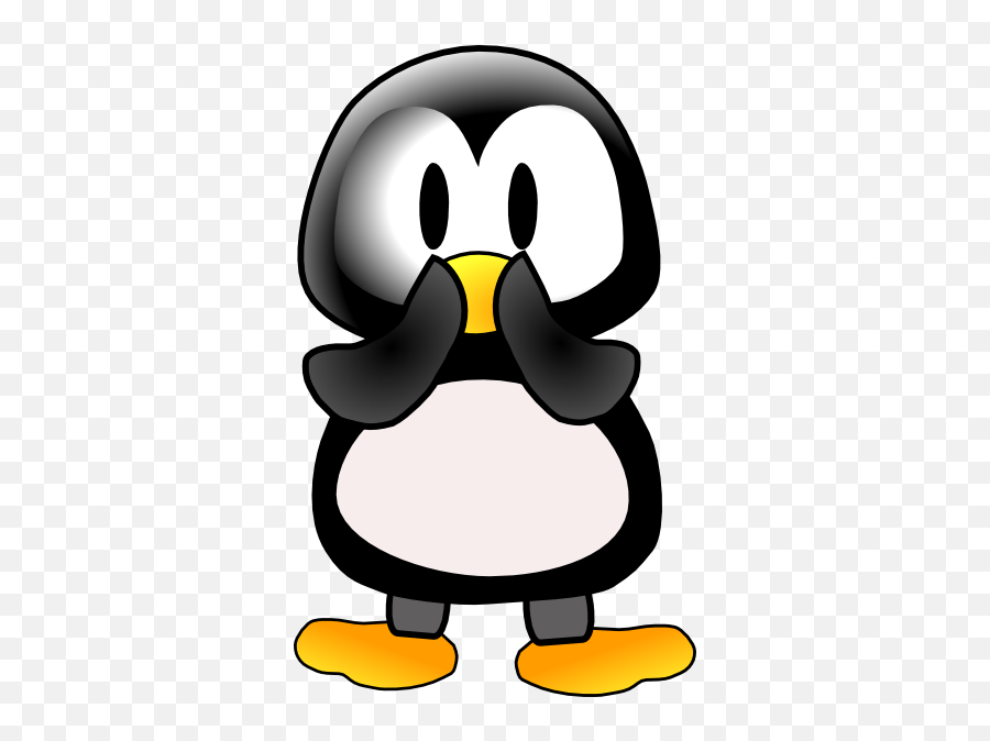 Cartoon Baby Penguin - Scared Penguin Clipart Emoji,Shy Penguin Emoticon Text