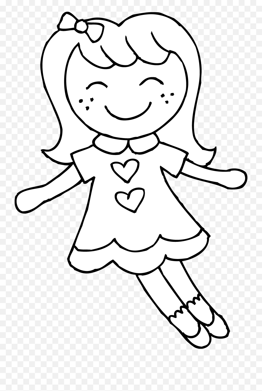 Doll Clipart Black And White - Clip Art Library Doll Clipart Emoji,Girl With Dolly Emoticon