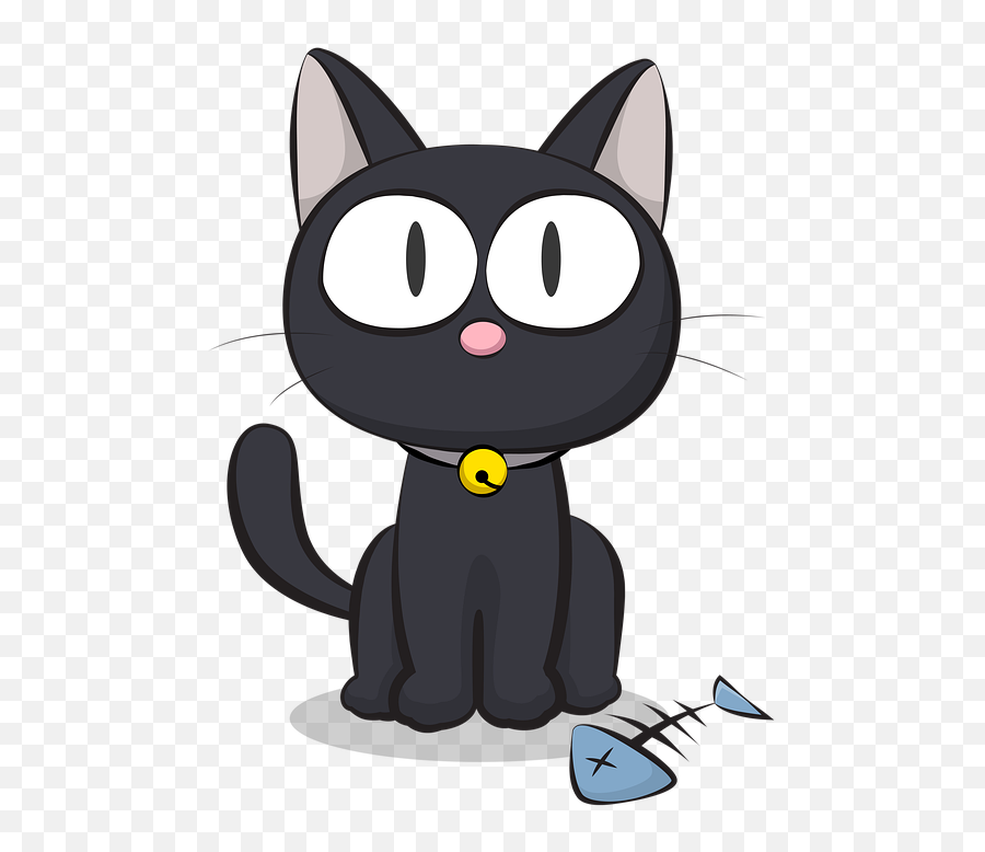 Free Photo Fishbone Cartoon Pet Black Cat Cat Animal - Max Pixel Emoji,Cat Emotions Clip Art