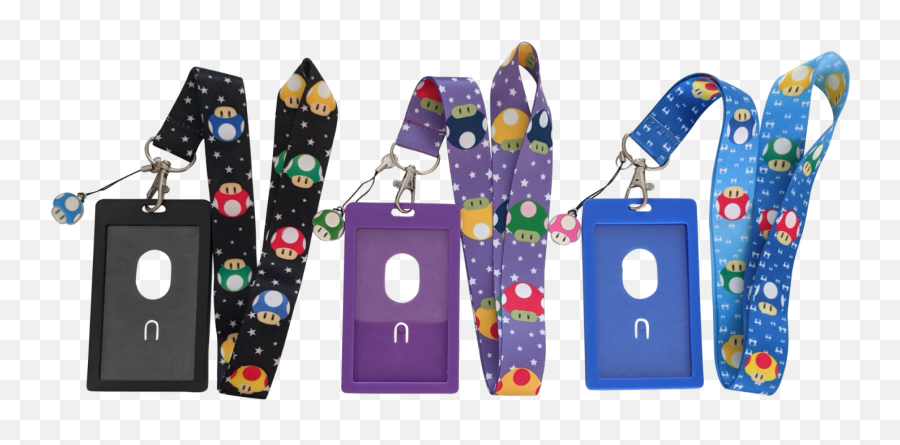 Super Mario Brothers Mushroom Print Lanyard W Id Card - Vertical Emoji,Unicorn Emoji Tinder