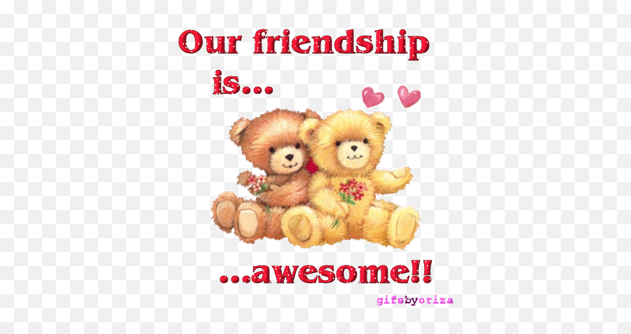 Animation Funny Friend Quotes - Friendship Day Teddy Bear Emoji,Heart Eyes Emoticon .gif