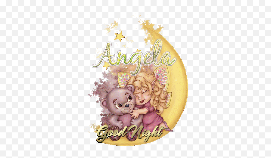 Angela Good Night Bear Graphic - Angel Cute Good Night Emoji,Good Afternoon Animated Emoticons