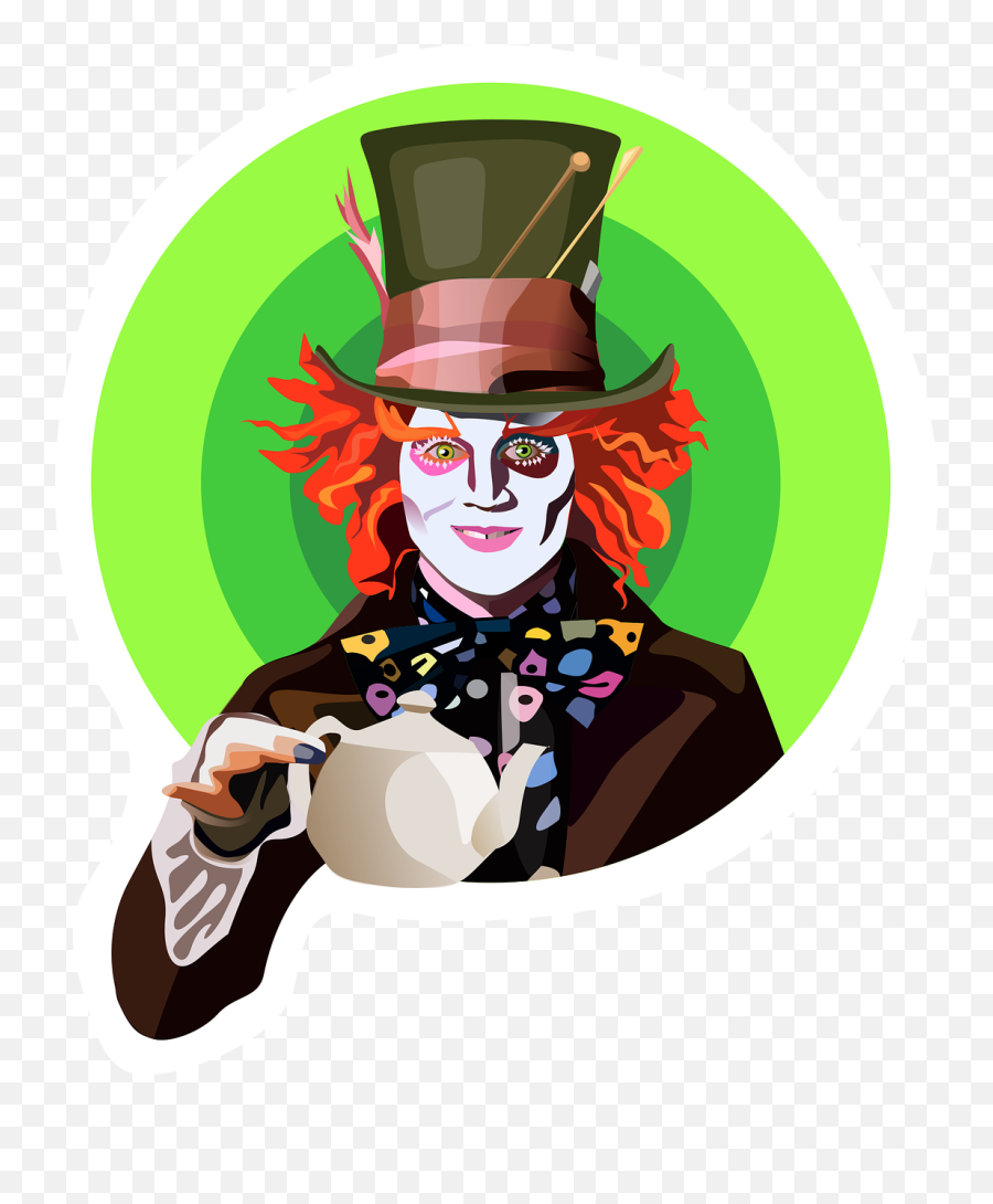 Johnny Depp Mad Hatter - Dibujo Sombrerero Loco Png Emoji,Alice In Wonderland Emoticons