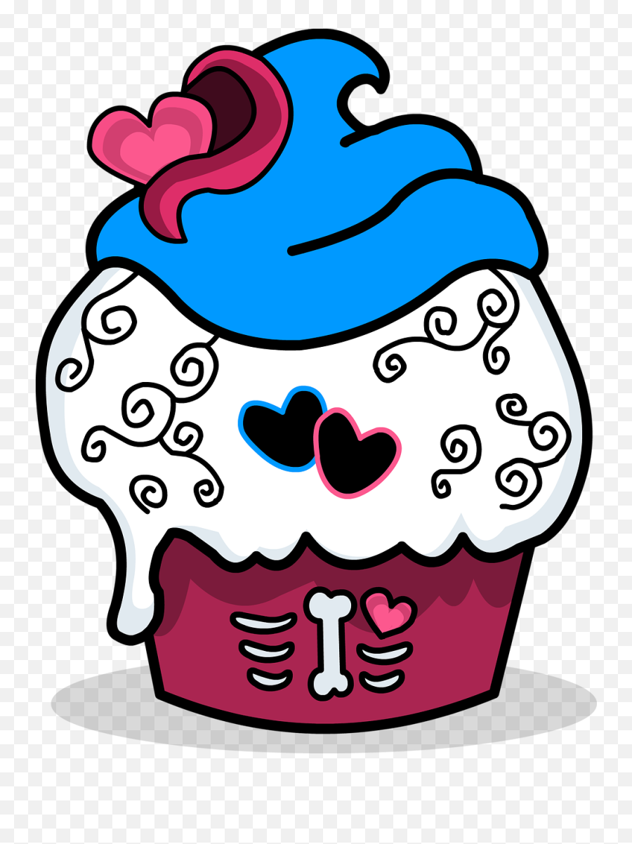 Zombie Sugar Skull Cupcake Free - Sugar Skull Cupcake Vlipart Emoji,Sugar Skull Emoji