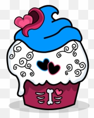 Zombie Sugar Skull Cupcake Free - Sugar Skull Cupcake Vlipart Emoji,Sugar Skull Emoji