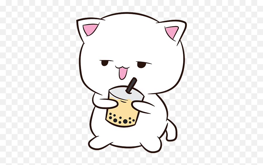 Boba Cat With Boba Tea Cat Drinking - Boba Tea Cat Emoji,Kitten Emoticon 28x28