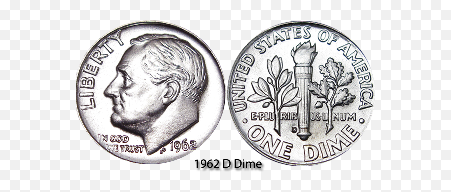 1962 D Roosevelt Dime Coin - 1962 D Dime Emoji,Dime Emoji
