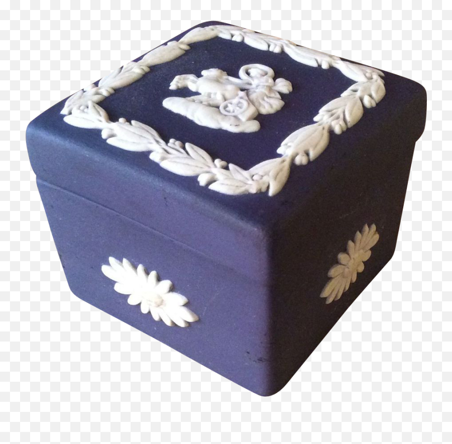 Wedgwood Miniature Trinket Box Jasperware In Cobalt Blue - Lid Emoji,Oglass Box Of Emotions
