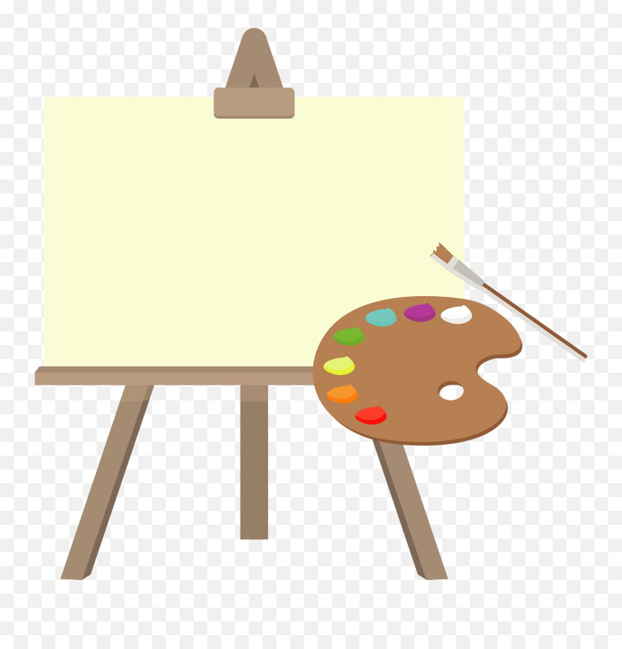 Easel And Paint Palette Clipart - Art Canvas And Paint Clipart Emoji,Emoji Canvas Painting