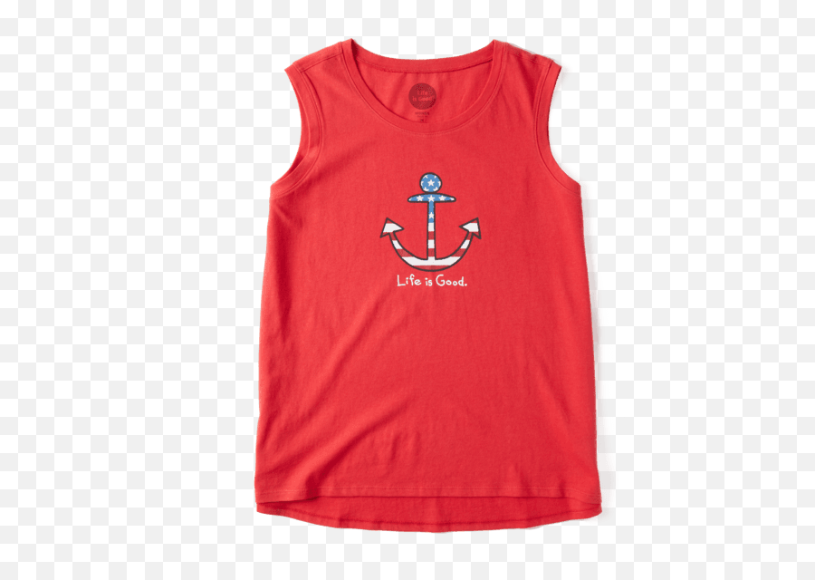 Womenu0027s Americana Anchor Muscle Tee Life Is Good Official - Sleeveless Emoji,Muscle Emoji Hat