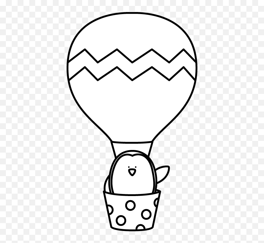 Black And White Penguin In A Hot Air Balloon Air Balloon - Hot Air Balloon Picture Clipart Black And White Emoji,The Emotions Black Christmas
