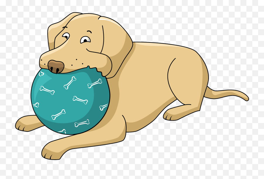 Labrador With A Ball Clipart - Clipart Dog And Ball Emoji,Emoji Dog Ball