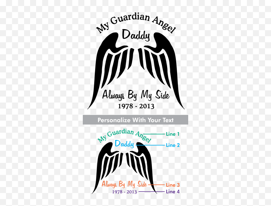 Guardian Angel Style 4 - Loving Memory Of Dad Car Decals Emoji,Burgundy Emojis