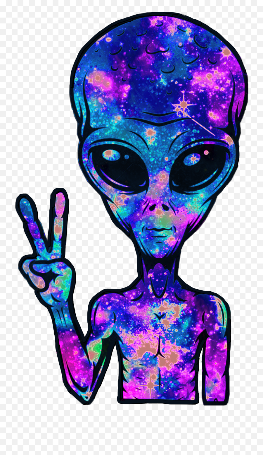 Alien Aliens Galaxy Peace Sticker - Galaxy Alien Clipart Emoji,Aliens Emoji