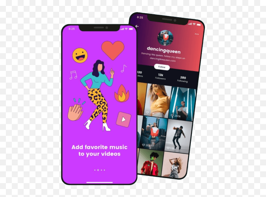 Tiktok Clone App Short Video Sharing App Development Emoji,Friend Emojis Snapchat Purple