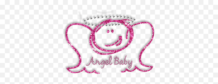 Best Custom Sparkling Pink Angel Baby Rhinestone Iron On - Dot Emoji,Emoticon Clothes