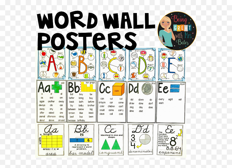 Word Wall Posters - Dot Emoji,Dolch Word List Of Emotions
