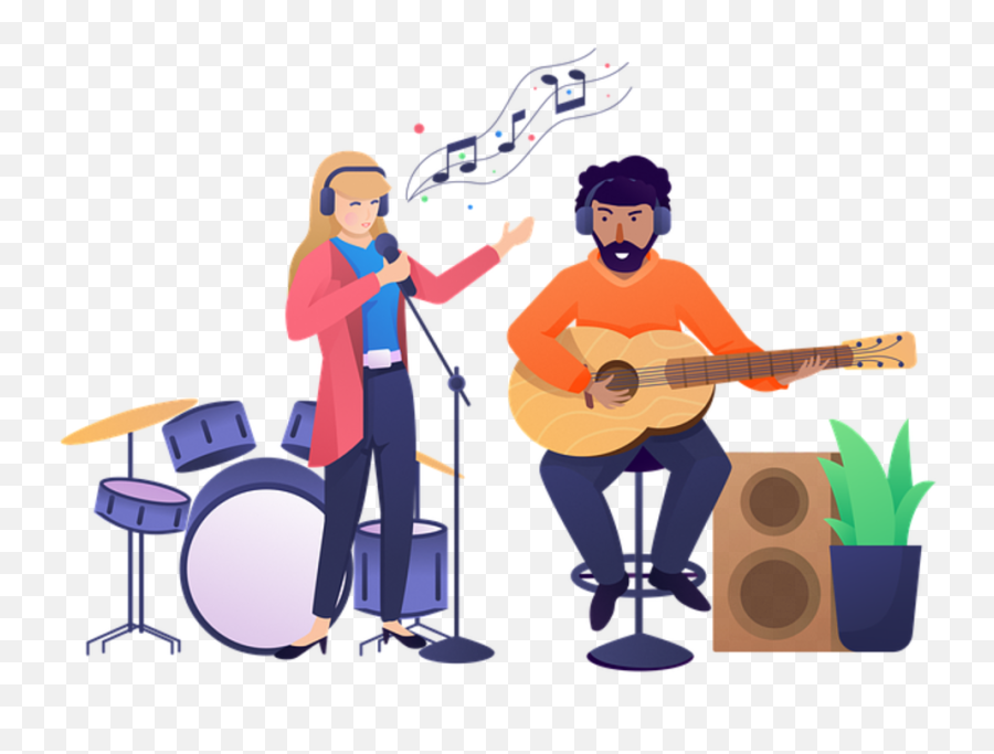 How To Sing Without Fear - Cartoon Band Transparent Png Emoji,Delivering A Singing Performance With Emotion