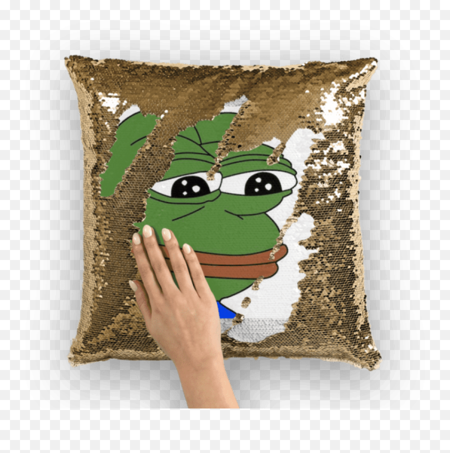 Download Sad Pepe - Sequin Pillow Sad Frog Square Sticker We Re Sorry Emoji,Pepe The Frog Emoji
