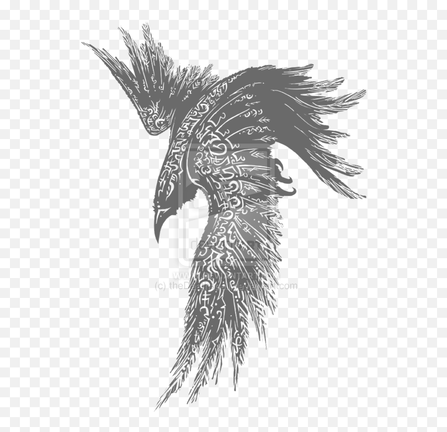 White Raven Tattoo Common Raven Odin Tattoo Ink - Darking In Emoji,Black And White Tattoo Emoji Clipart