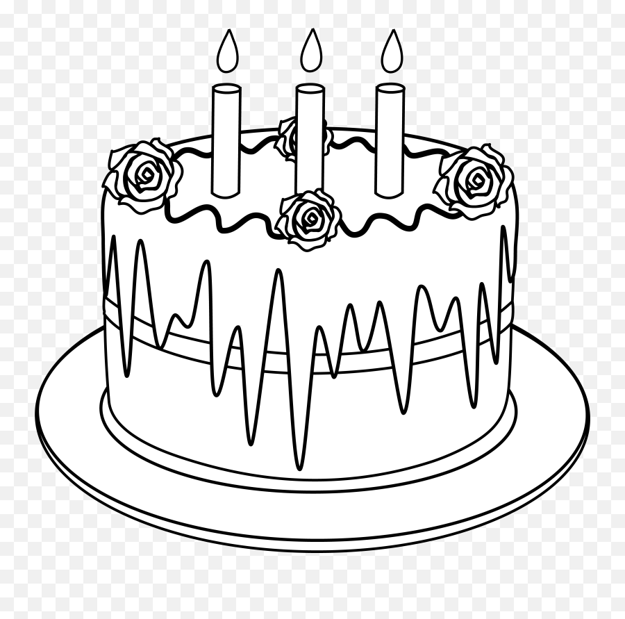 Free Black And White Birthday Cakes Download Free Clip Art - Birthday Cake Outline Emoji,Easy Emoji Cake