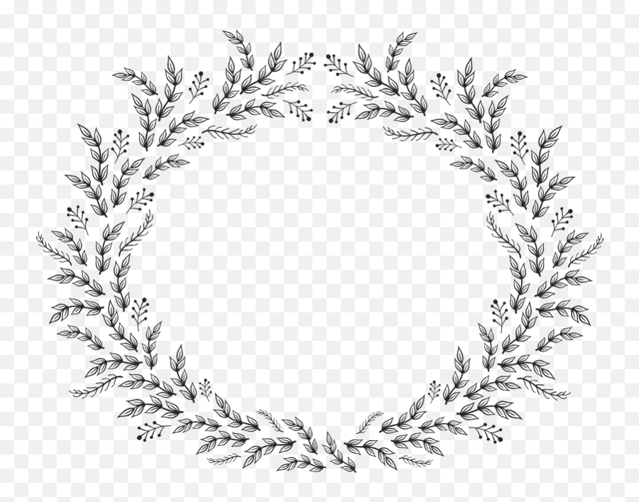 Wreath Of Leaves U0026 Branches Rubber Stamp - Png Christmas Border Clipart Black And White Transparent Emoji,Images Of Emojis Wreath